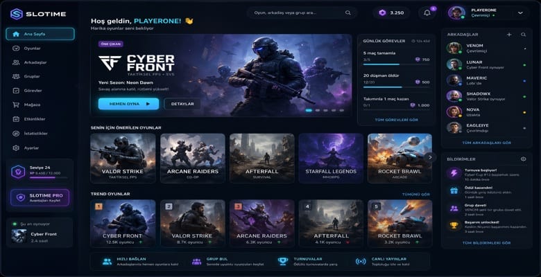 Slotime Platform Kullanıcı Arayüzü Detay Görüntüsü